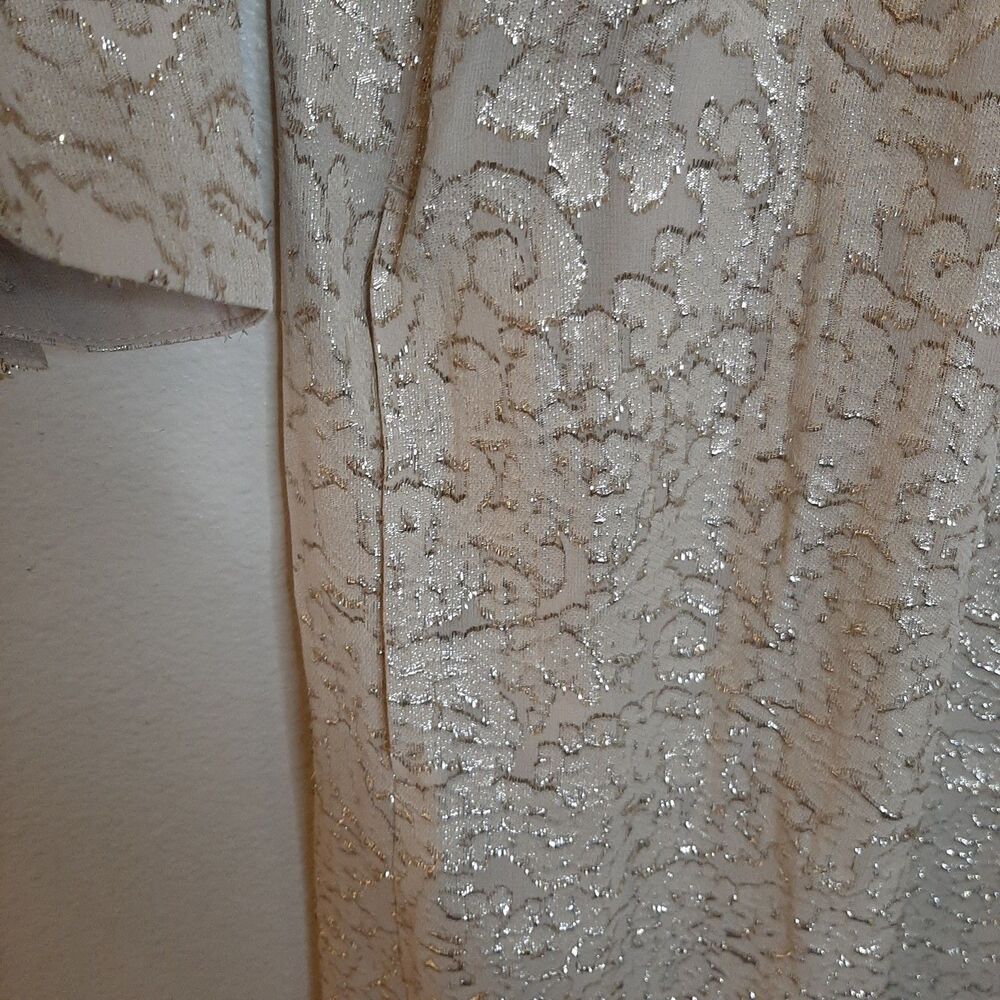 NEW Elizabeth & James Dress Beige Women Size 6 Sparkle Shift Dress LS $425 Silk - Picture 9 of 13